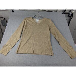 Jaclyn Smith Women's Brown Glitter Sparkle Long Sleeve V-Neck Sweat Shirt S USED